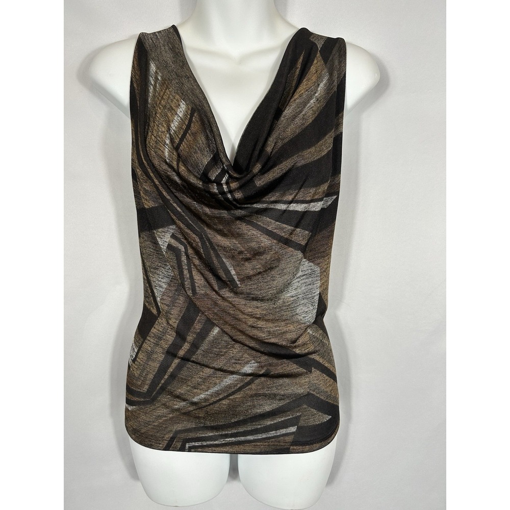 Vintage USA Cowl Neck Top Stretch L Brown Y2K Boho Forest Fairy Grunge Mob Wife‎